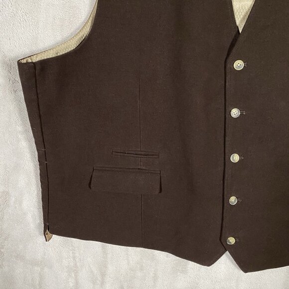Vintage Jean Paul Germain Waistcoat Mens 4X Brown Cotton Suit Vest Western - Picture 5 of 14